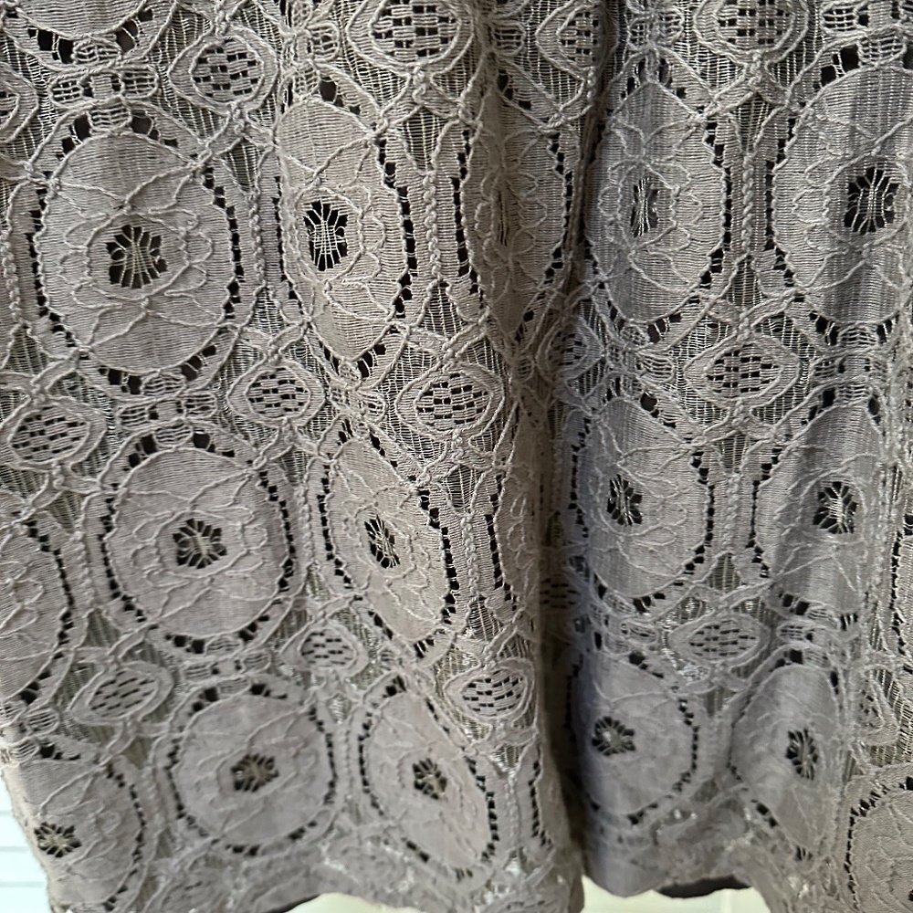 Cotton Lace Dress Taupe Gray Fully Lined Valerie Bertinelli Size 14 - Picture 8 of 11